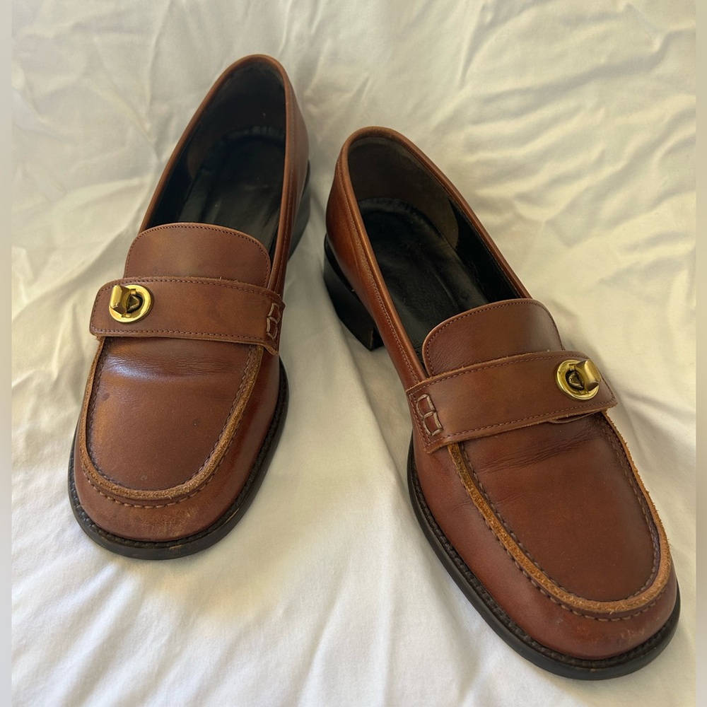 Vintage Coach Made in Italy Brown Turnlock Loafers